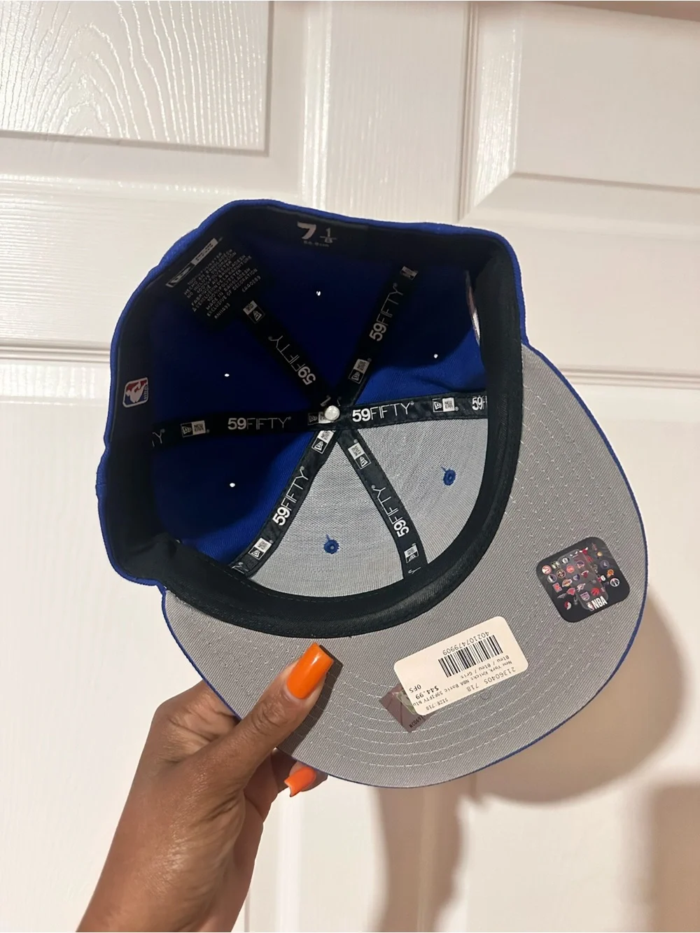 New Era Royal Blue New York Knicks Fitted Hat with Orange Logo